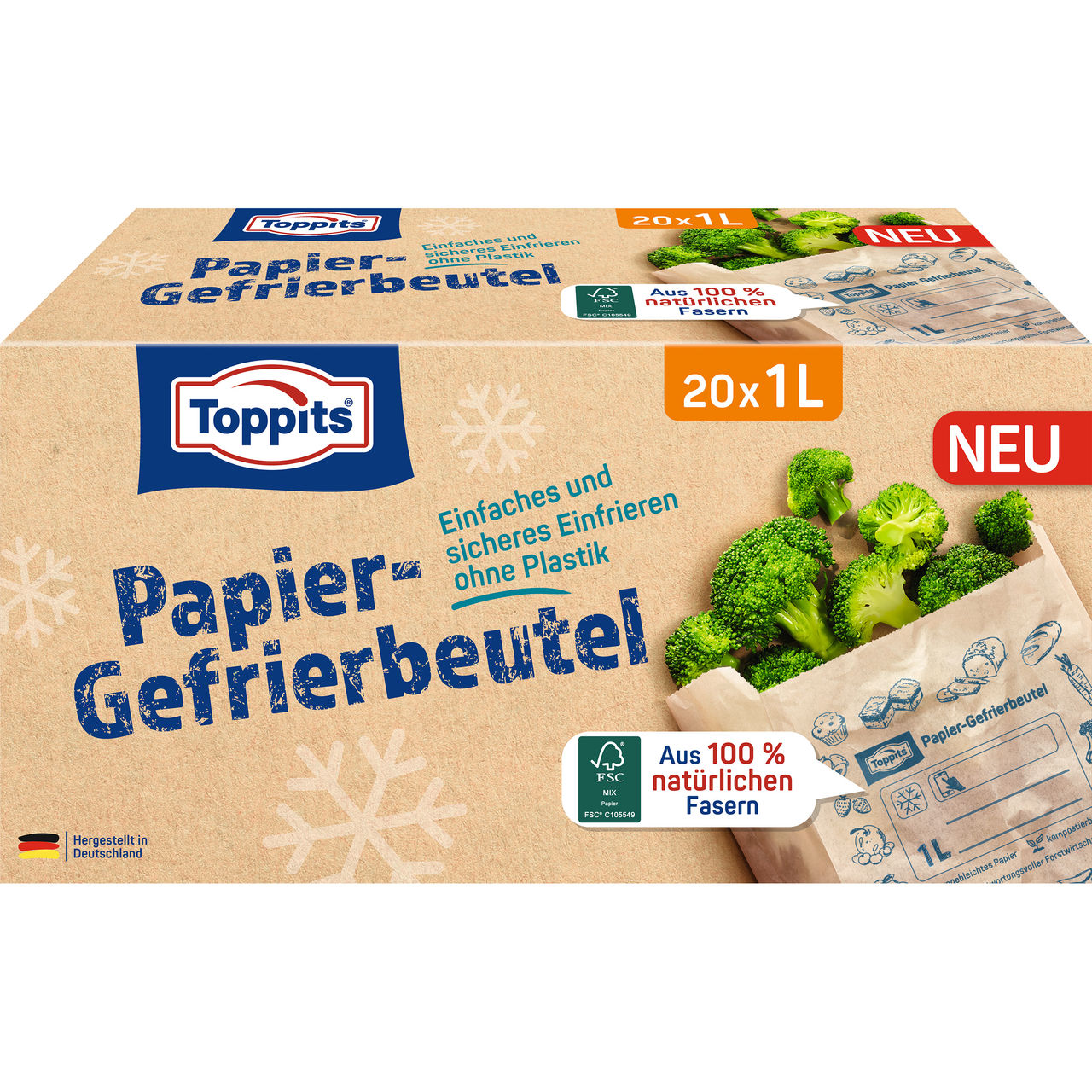 Toppits, Paper Freezer Bags, Papier-Gefrierbeutel, DE, GS1 