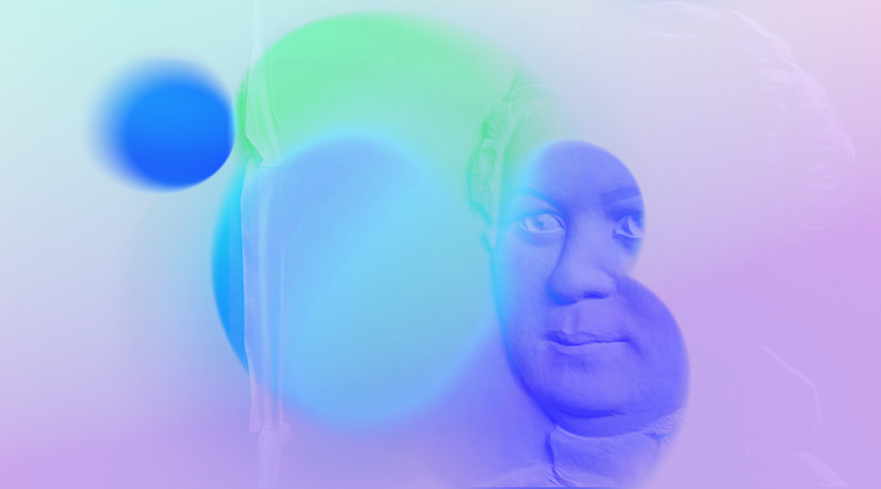 Description Melitta Bentz in lila mit blauen Kreisen